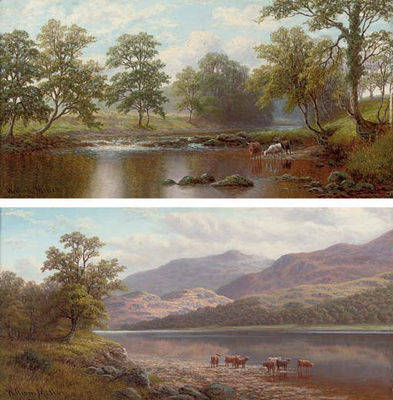On the wharfe near Beamsley, Yorkshire; and Derwent Water, Cumberland (2)