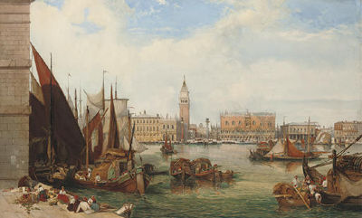 Bustling activity on the waterfront, Venice