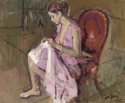 Laura sewing by Geoffrey Humphries - Auction record, sale price, and art valuation. Compare with similar artists and explore comparable artworks.