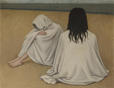 Two figures on a beach