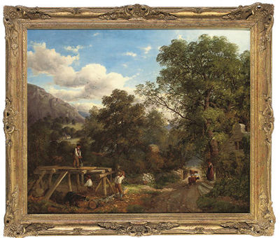 Sawing timber by John Joseph Hughes - Auction record, sale price, and art valuation. Compare with similar artists and explore comparable artworks.