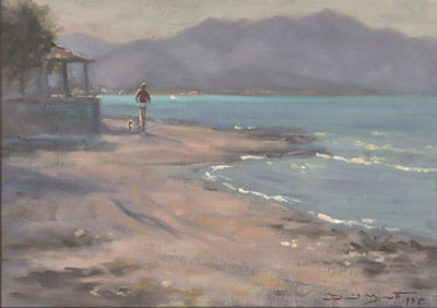 Walking along the shore