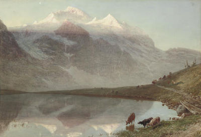 The Jungfrau at sunrise by William Collingwood - Auction record, sale price, and art valuation. Compare with similar artists and explore comparable artworks.