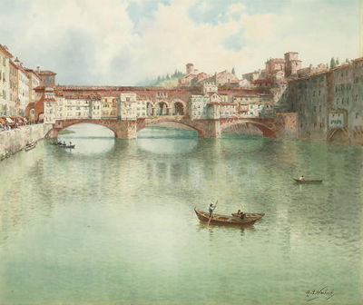 The Ponte Vecchio on the River Arno, Florence by Henry Bowser Wimbush - Auction record, sale price, and art valuation. Compare with similar artists and explore comparable artworks.
