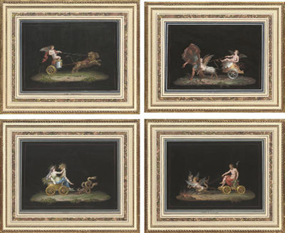 Amor Magnanimo; Amor Geloso; Cerere; and Tiofo di Plutone, a set of 4 gouaches