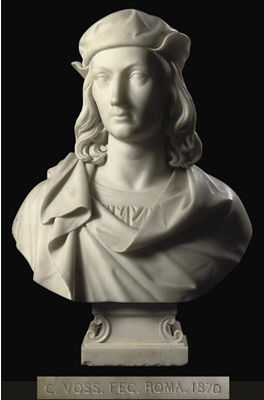 AN ITALIAN WHITE MARBLE BUST OF RAPHAEL