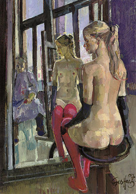 Sample artwork by Geoffrey Humphries (Born 1945), known for figure, portrait and venecian scene painting, musician - View similar artists and auction records