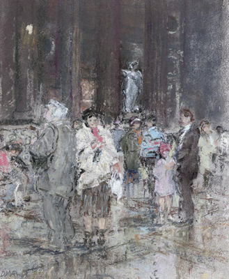 Crowds in the Pantheon, Rome (illustrated); and Santa Maria Formosa, Venice (a pair)