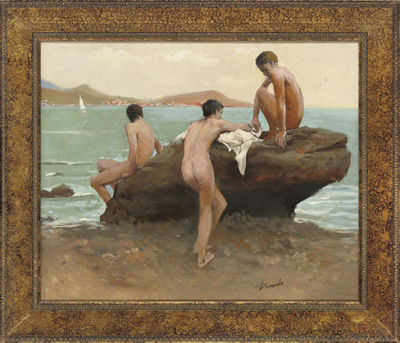 Young bathers by Anatoliy Demenko - Auction record, sale price, and art valuation. Compare with similar artists and explore comparable artworks.