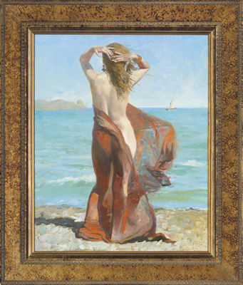 A maiden on the shore by Denis Chernov - Auction record, sale price, and art valuation. Compare with similar artists and explore comparable artworks.