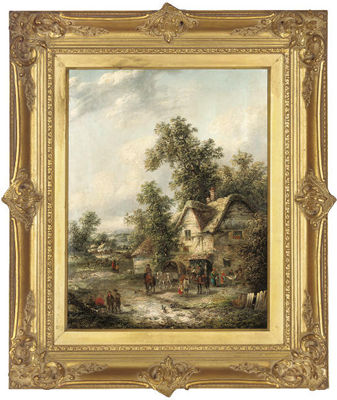 Figures before the Red Lion