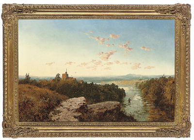 An angler near Dovedale, Derbyshire by Edward H Niemann - Auction record, sale price, and art valuation. Compare with similar artists and explore comparable artworks.