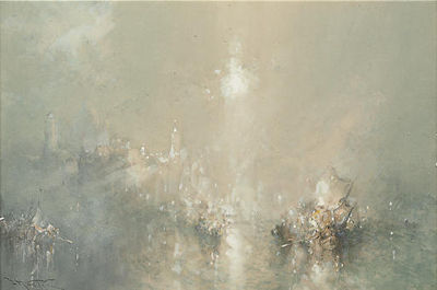 Venice: A symphony in green and gold (a pair)