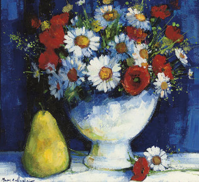 Still life with poppies and daisies