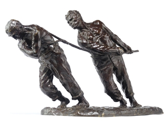 A BELGIAN BRONZE GROUP OF LES HALEURS