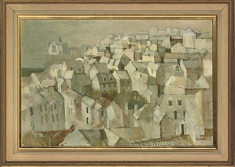 Rooftops of a coastal town