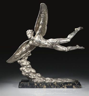 ICARUS A SILVERED-BRONZE FIGURE, CIRCA 1930 by Alexandre Ouline - Auction record, sale price, and art valuation. Compare with similar artists and explore comparable artworks.