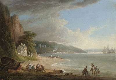 Shipping lying on the Tamar before Pentillie Castle