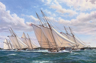 The first defence of the America's Cup, 8th August, 1870: Magic, Cambria, America, Dauntless and Idler racing in the Narrows, off the entrance to New York harbour by Shane Michael Couch - Auction record, sale price, and art valuation. Compare with similar artists and explore comparable artworks.