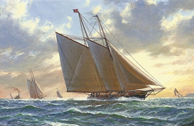 The America's Cup, 11th August, 1876 - Madeleine versus Countess of Dufferin: Madeleine racing off Sandy Hook