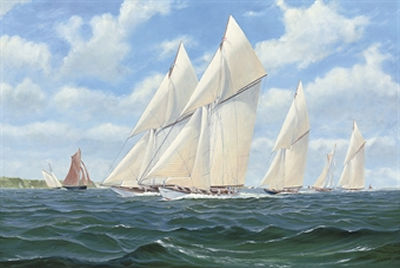 Vigilant leading the fleet off Cowes by Stewart Joyce - Auction record, sale price, and art valuation. Compare with similar artists and explore comparable artworks.