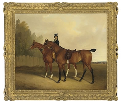 A groom with two hunters