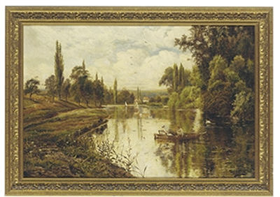 Lovers boating on the Thames, near Shiplake Mills