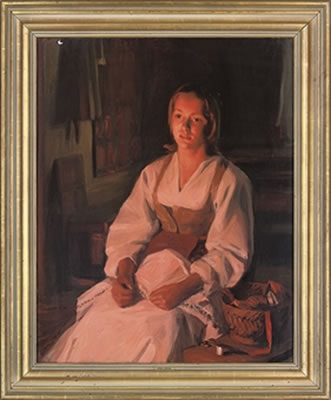 Sewing beside the fire by Sam Uhrdin - Auction record, sale price, and art valuation. Compare with similar artists and explore comparable artworks.