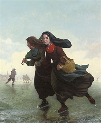 Skaters on a frozen waterway by Henri van Seben - Auction record, sale price, and art valuation. Compare with similar artists and explore comparable artworks.