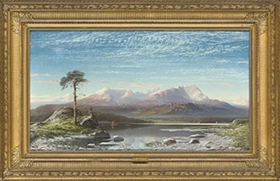 The first snow, the mountains of Coniston, from Windermere