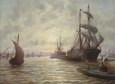 A busy day on the Tyne (illustrated); and Working tugs on the river by Bernard Benedict Hemy - Auction record, sale price, and art valuation. Compare with similar artists and explore comparable artworks.