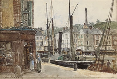 The harbour at Honfleur, Normandy by Jules Lessore - Auction record, sale price, and art valuation. Compare with similar artists and explore comparable artworks.