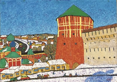 The red tower, Zagorsk by Kim Britov - Auction record, sale price, and art valuation. Compare with similar artists and explore comparable artworks.