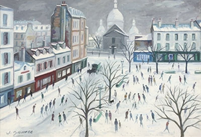 Place du Tertre et le Sacré-Coeur sous la neige
