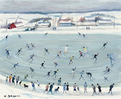 Les patineurs sur l'étang gelé