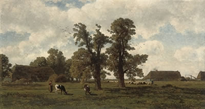 Sample artwork by Gerrit Alexander Godart Mollinger (1836 - 1867), known for rural landscape painting - View similar artists and auction records