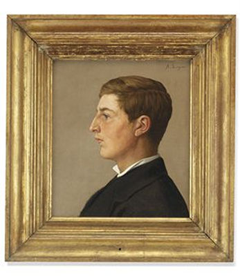 Portrait of a gentleman, bust-length, in profile, in a white shirt and black coat