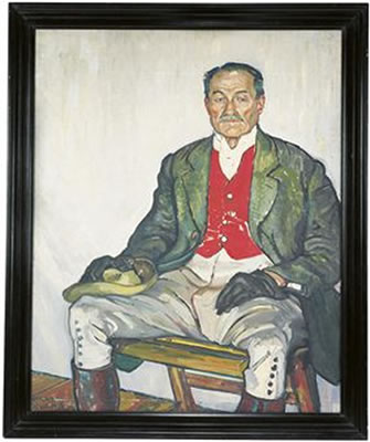 Portrait of John Walter Spurrier, the artist's father, seated-three-quarter-length, in a green coat and red waistcoat