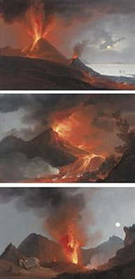 Interno del Vesuvio della notte 27 Marzo; Eruz del 1820 Lava da Vicino; and Eruz del 1817 (set of 3)