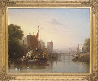 Hay barges on a river