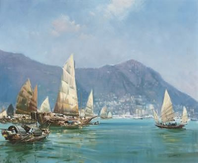 Boats in Hong Kong harbour
