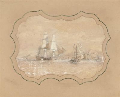 H.M.S. Rattlesnake off an archipelago (illustrated); and H.M.S. Rattlesnake at anchor off an island by Sir Oswald Walter Brierly - Auction record, sale price, and art valuation. Compare with similar artists and explore comparable artworks.