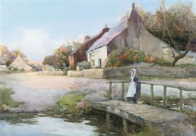 A young girl standing on a bridge lost in thought by James W Milliken - Auction record, sale price, and art valuation. Compare with similar artists and explore comparable artworks.