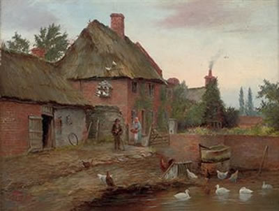 The olden times: Feeding the ducks and Feeding the hens (a pair)