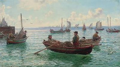 Lobster fishermen leaving harbour