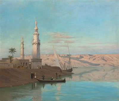 The Nile at Girgeh, dusk by Andreas Christian Riis Carstensen - Auction record, sale price, and art valuation. Compare with similar artists and explore comparable artworks.