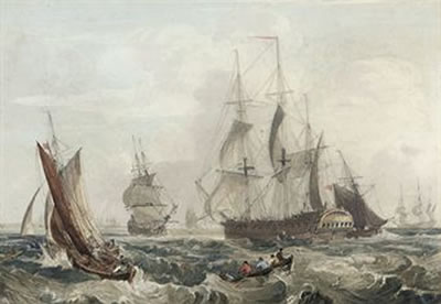 Sample artwork by Samuel Owen (1768 - 1857), known for marine scene painting - View similar artists and auction records