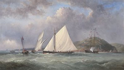 Foxhound and Vindex battling it out off Dartmouth, 1870
