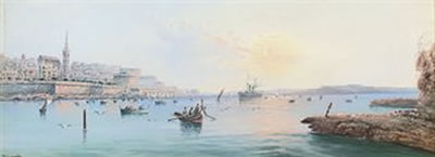 Valetta harbour, early evening (illustrated); and Valetta harbour at dusk (a pair)
