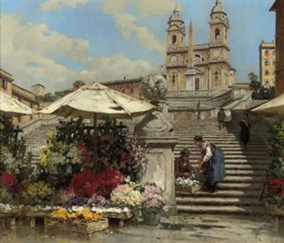 Flower sellers on the Spanish Steps, Rome